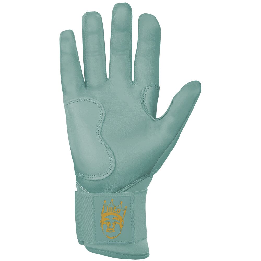 King of JUCO Creator Series Long Cuff Batting Gloves - Mint/Gold- quickbuy