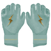 King of JUCO Creator Series Long Cuff Batting Gloves - Mint/Gold