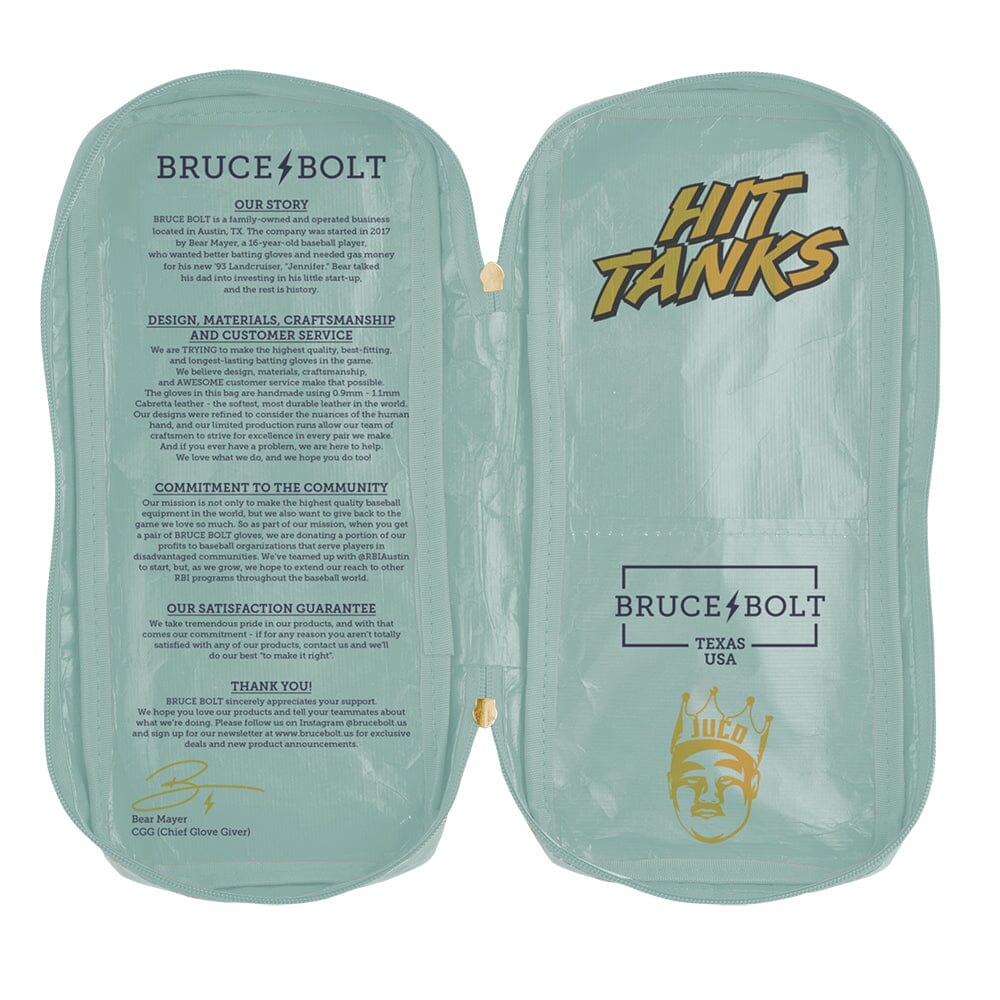 King of JUCO Creator Series Short Cuff Batting Gloves - Mint/Gold- thumb 8