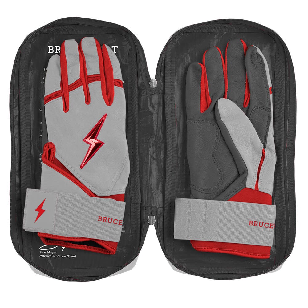 Grey Series Long Cuff Batting Gloves - Red- thumb 6