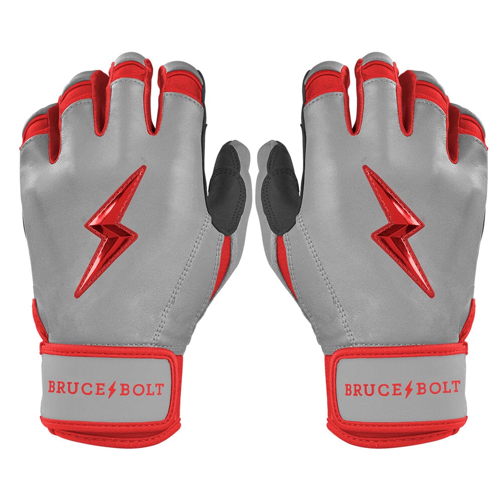 Grey Series Short Cuff Batting Gloves - Red- quickbuy