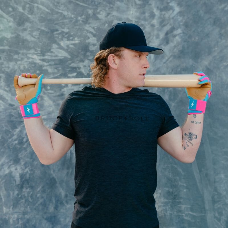 Harrison Bader Signature Series Long Cuff Batting Gloves - Blue/Pink- thumb 8