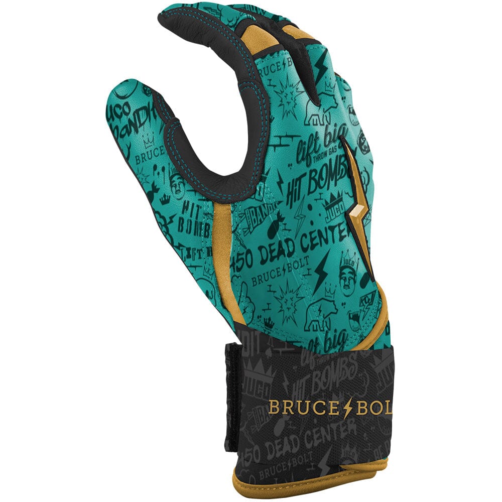 Limited Edition "King of JUCO" Long Cuff Batting Gloves - Mint/Black- thumb 5