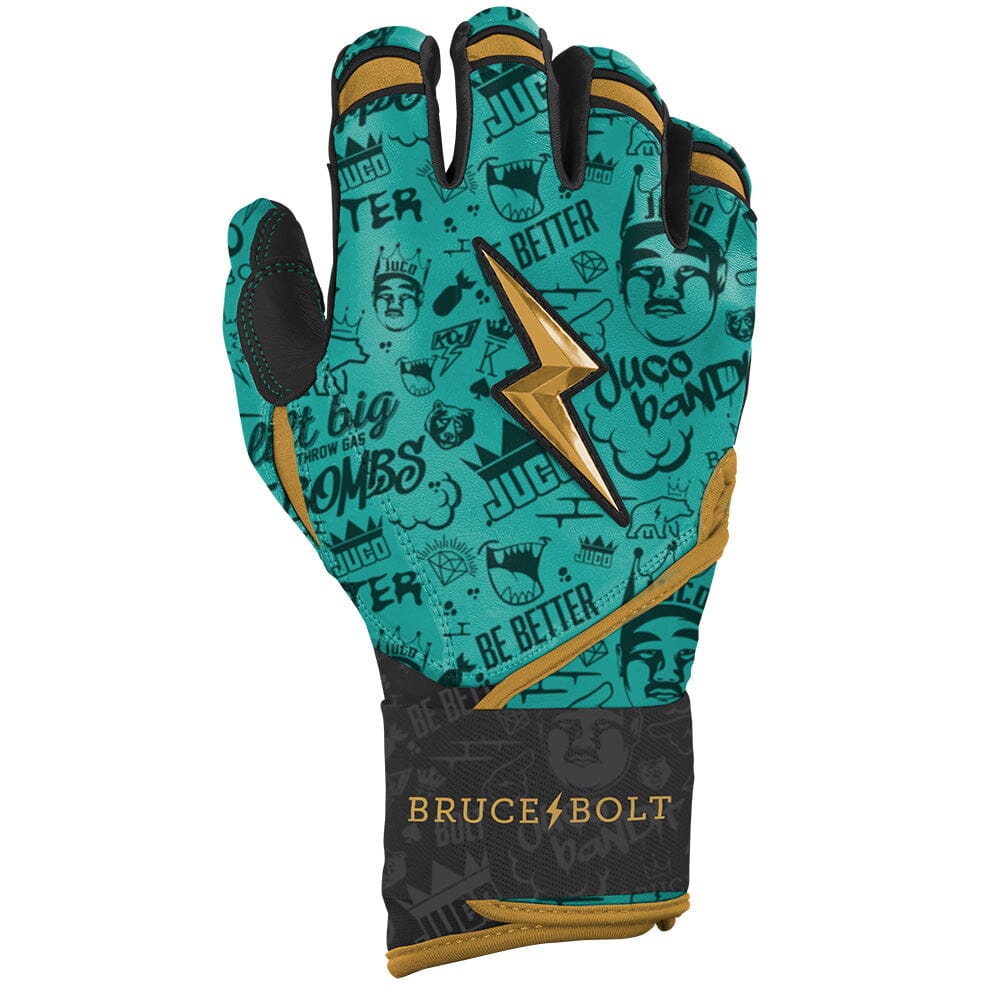 Limited Edition "King of JUCO" Long Cuff Batting Gloves - Mint/Black- thumb 4