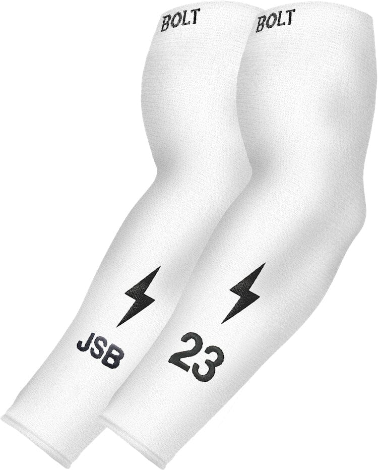 Personalized BRUCE BOLT Graduated Compression Premium Arm Sleeve - WHITE - 1