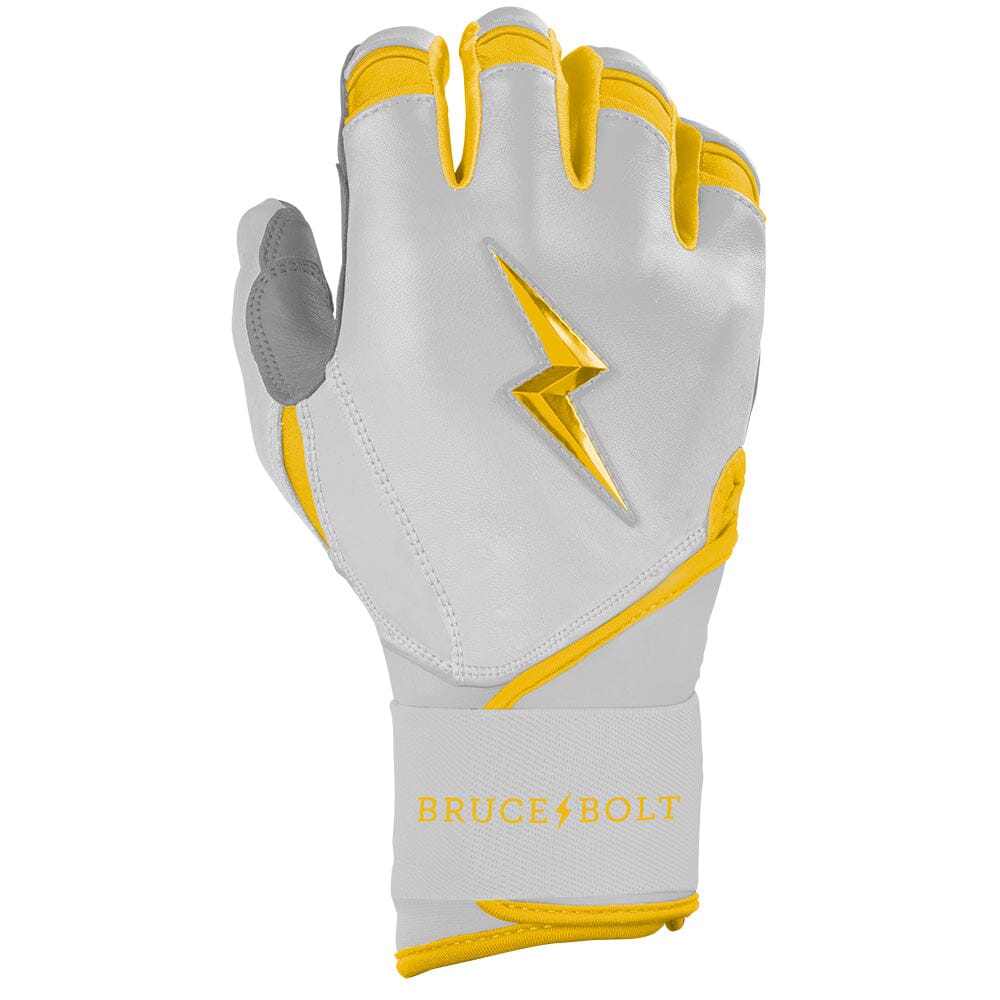 PREMIUM PRO CHROME Series Long Cuff Batting Gloves | YELLOW- thumb 4