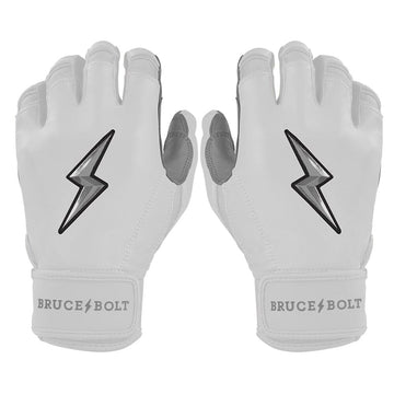 PREMIUM PRO CHROME Series Short Cuff Batting Gloves | WHITE