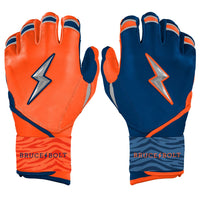 Max Clark Signature Series Long Cuff Batting Gloves - Navy/Orange