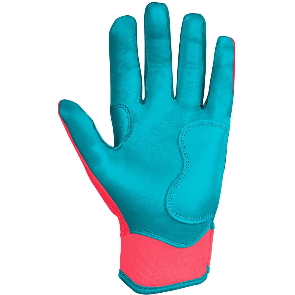 Max Clark Signature Series Short Cuff Batting Gloves - Pink/Teal- quickbuy