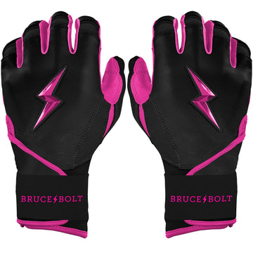 PREMIUM PRO Creator Series Long Cuff Batting Gloves | BLACK w/ HOT PINK