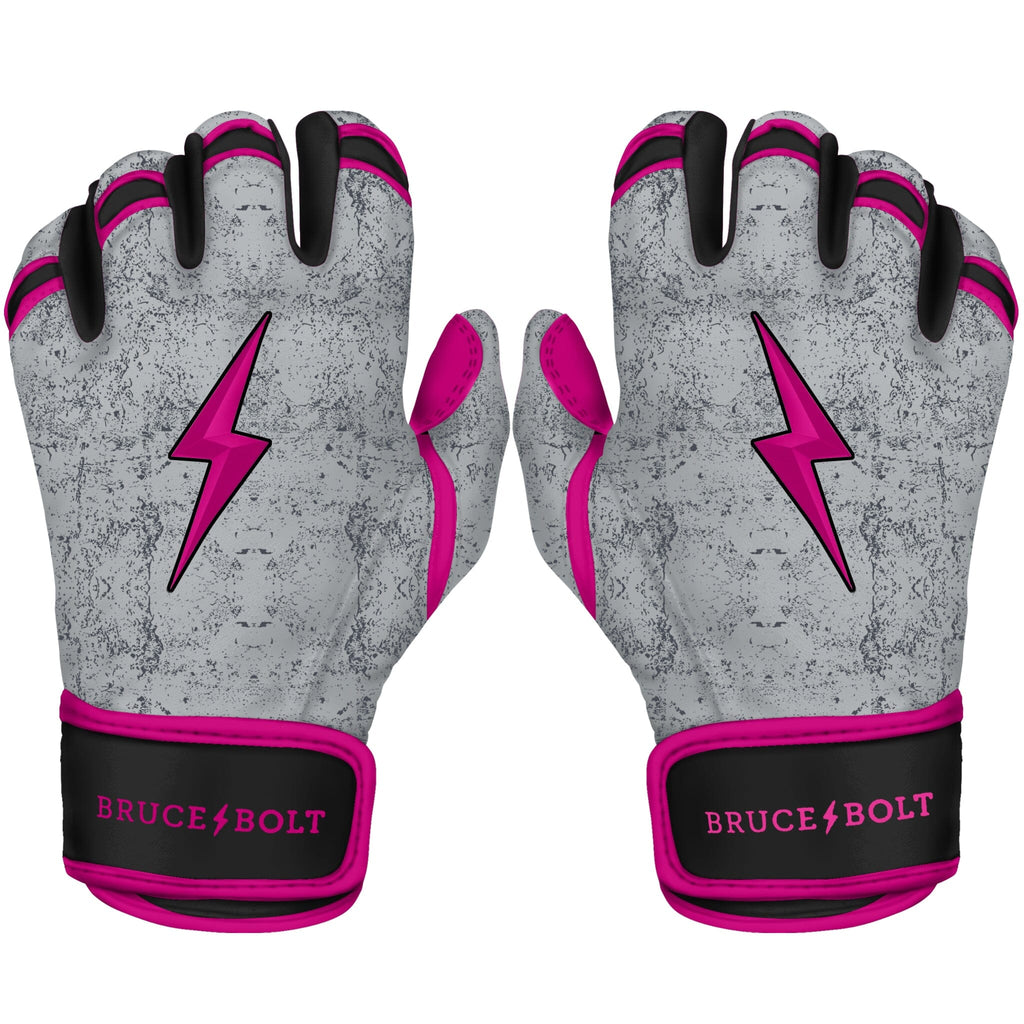 Bruce Bolt Batting Gloves Adult Maroon And White Leather Batting Gloves