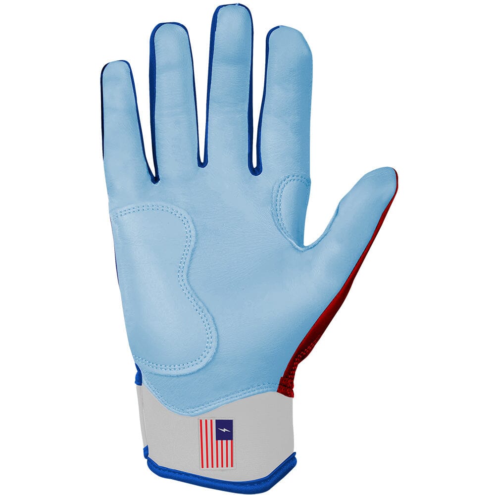PREMIUM PRO Creator Series Short Cuff Batting Gloves | RED WHITE AND BLUE- quickbuy