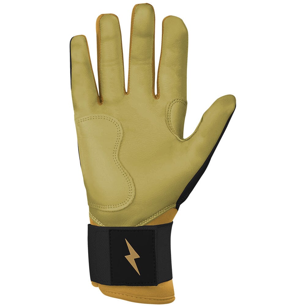 PREMIUM PRO GOLD SERIES Long Cuff Batting Gloves - Gold BLACK- quickbuy