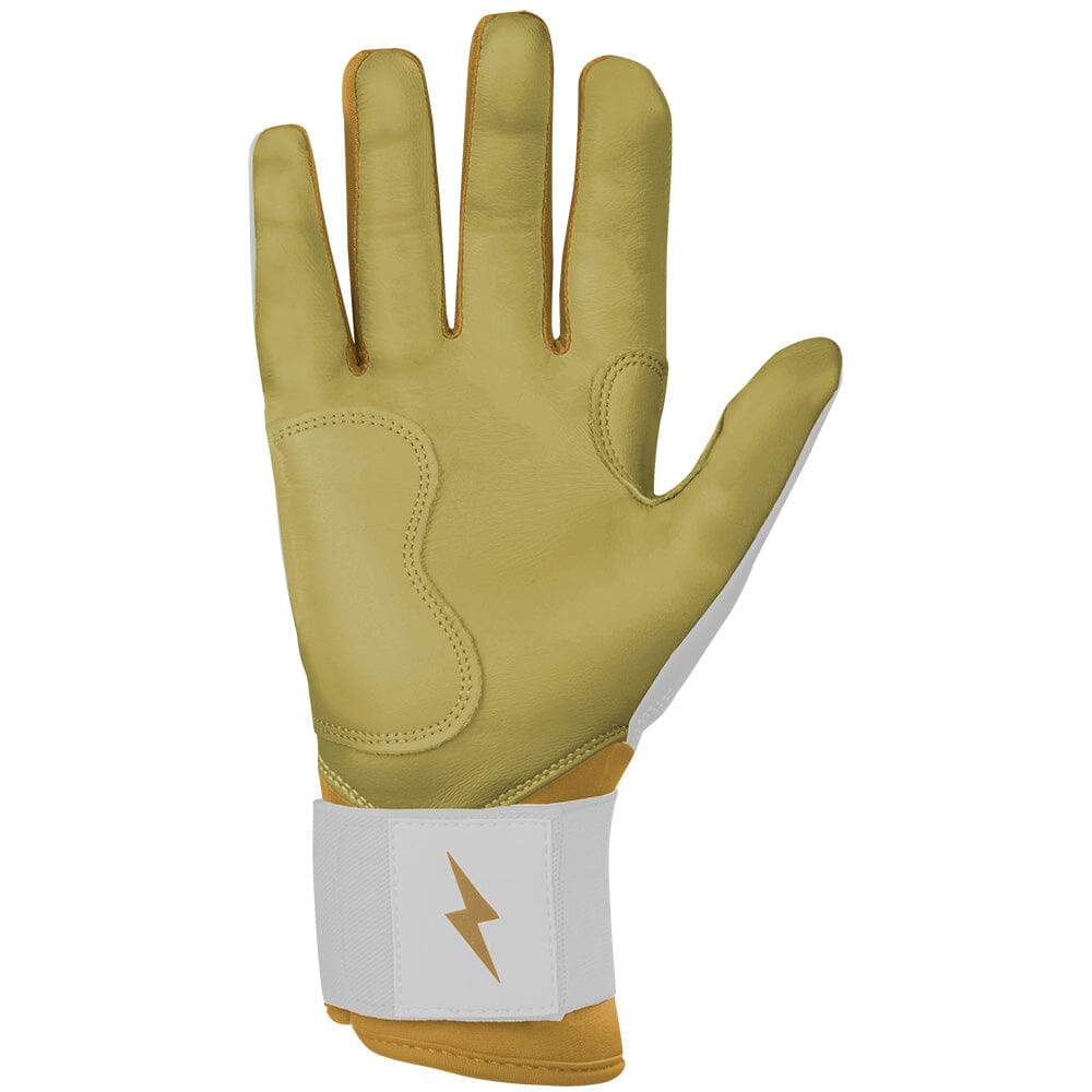 PREMIUM PRO GOLD Series Long Cuff Batting Gloves - Gold WHITE- quickbuy