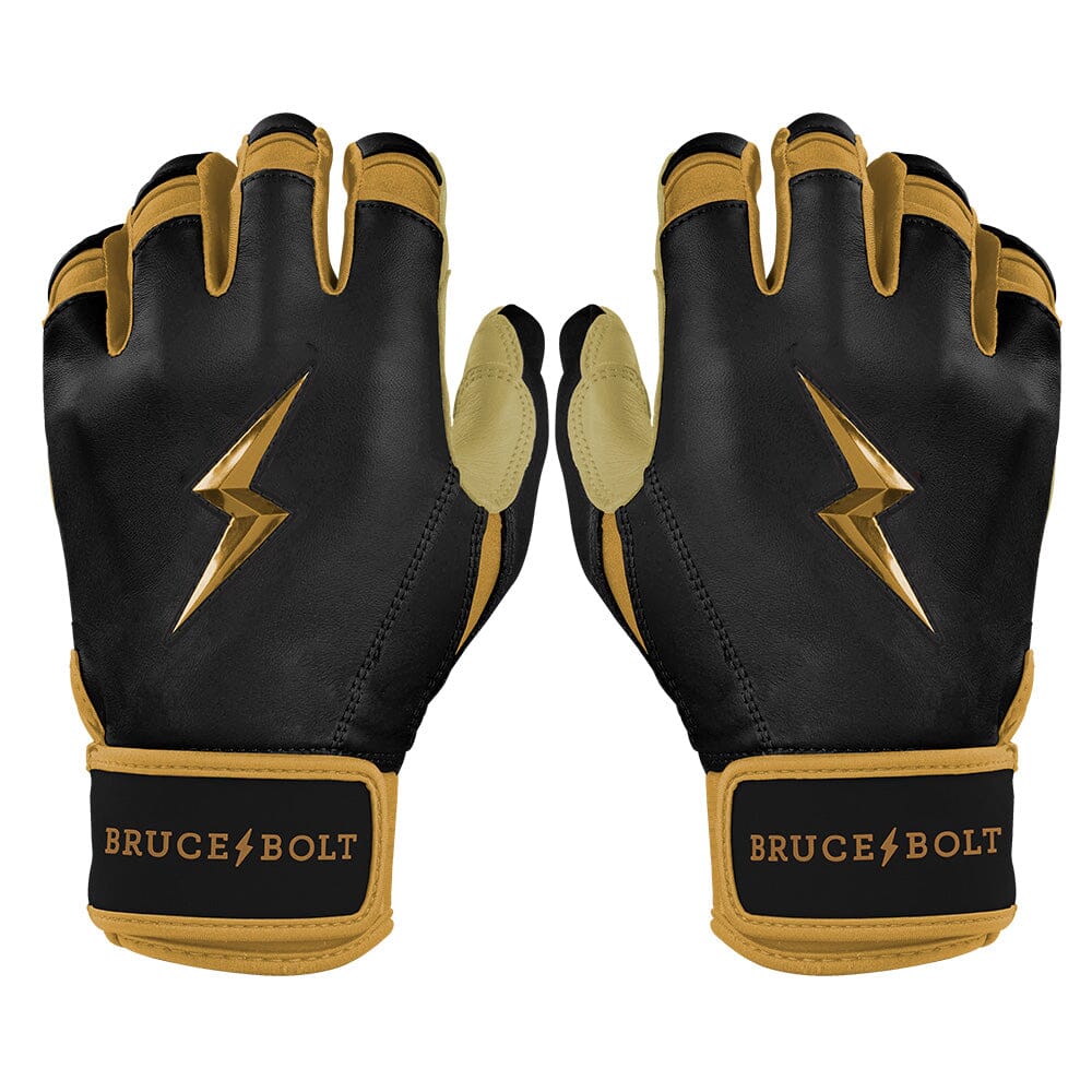 PREMIUM PRO GOLD SERIES Short Cuff Batting Gloves - Gold BLACK- quickbuy