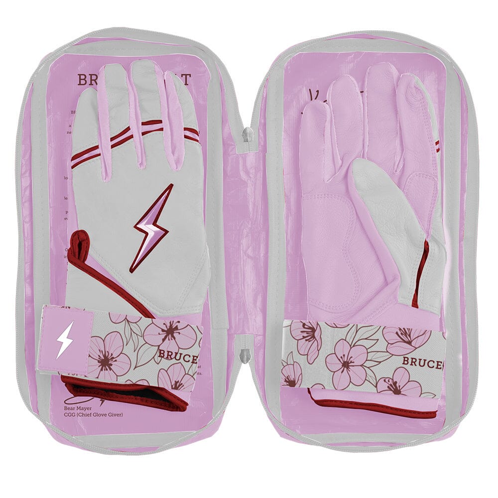 Lars Nootbaar Signature Series Long Cuff Batting Gloves - White/Pink- thumb 8