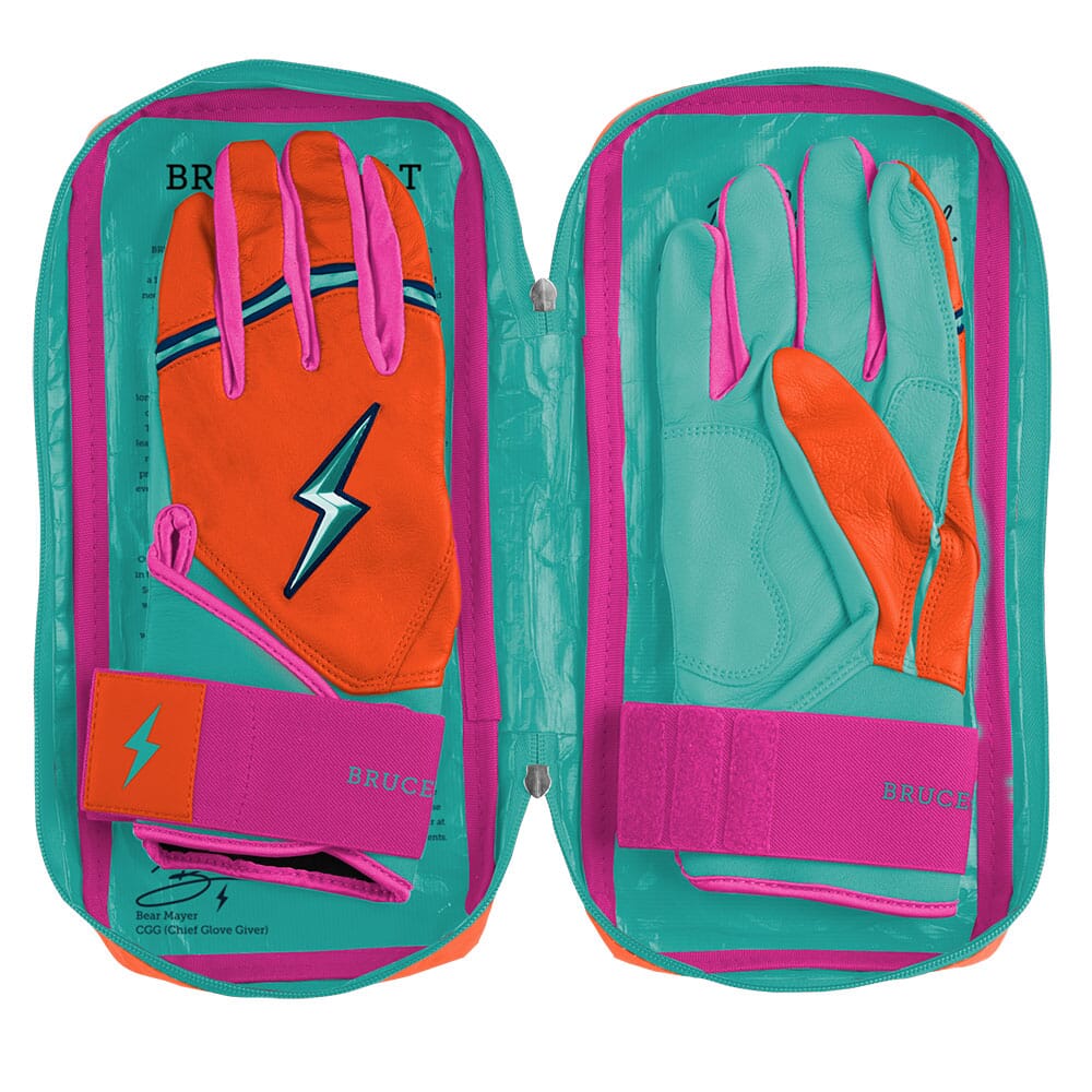Fernando Tatis Jr. Signature Series Long Cuff Batting Gloves - Aqua/Orange- thumb 6