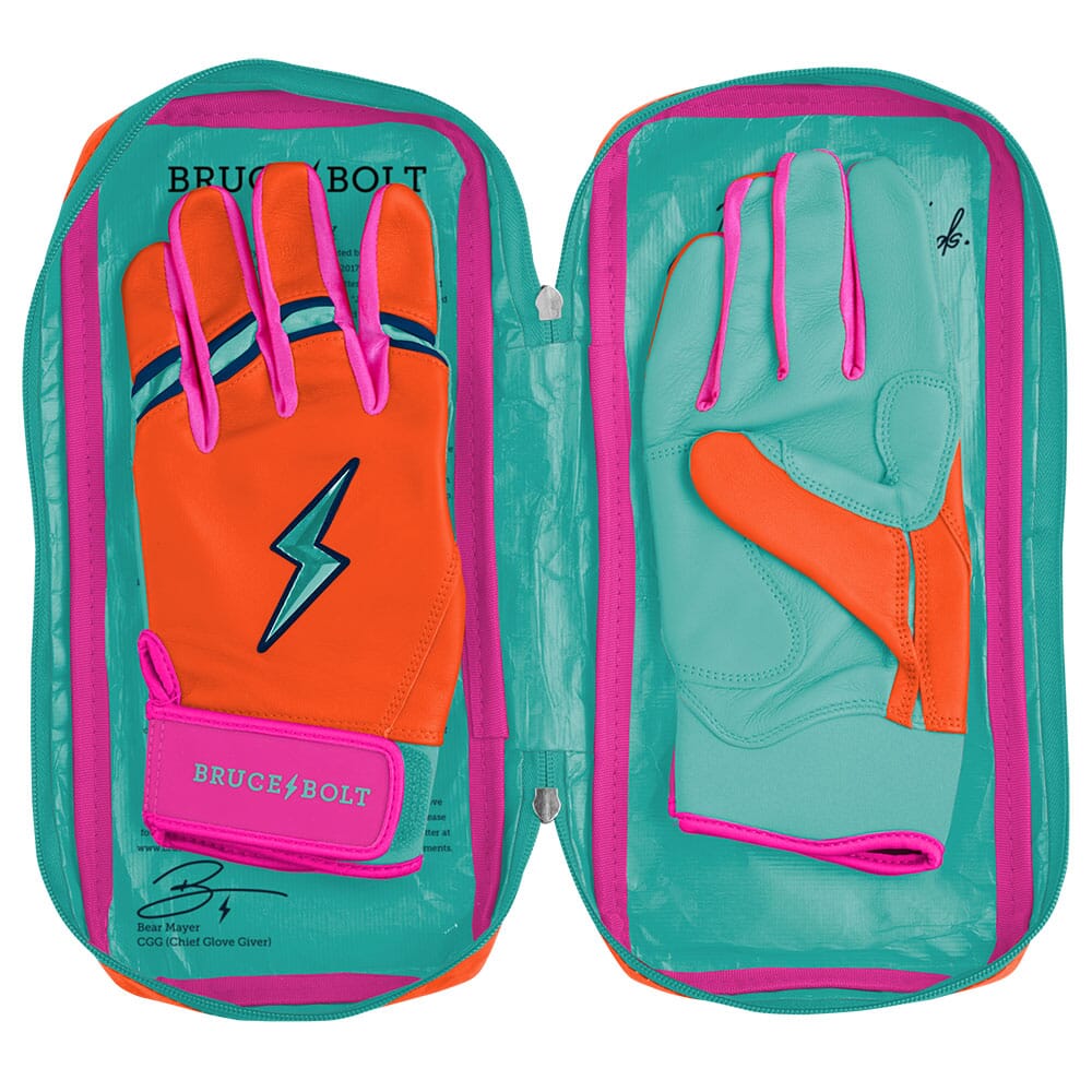 Fernando Tatis Jr. Signature Series Short Cuff Batting Gloves - Aqua/Orange- thumb 6