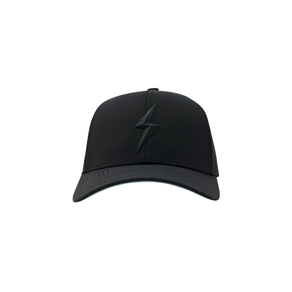 BRUCE BOLT CLASSIC 6-Panel Snapback Hat - BLACK w/ BLACK BOLT