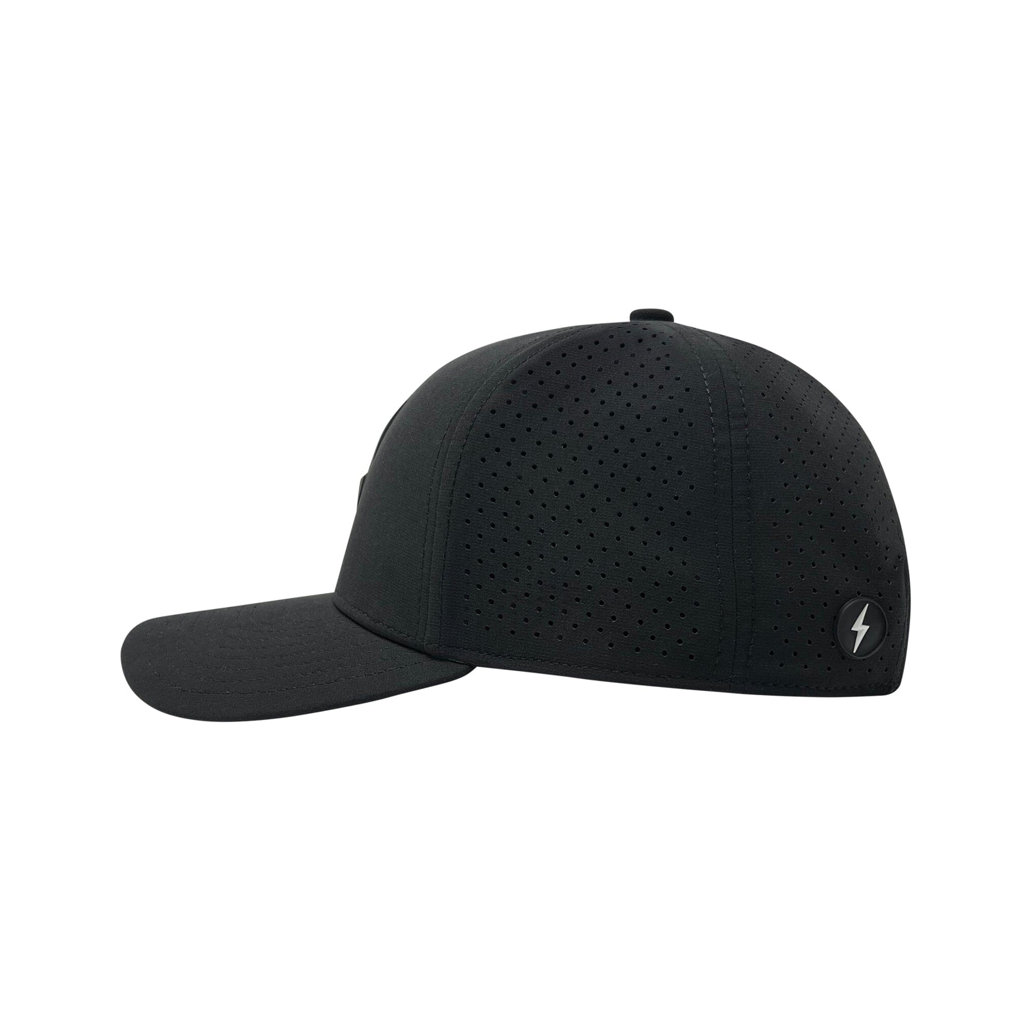 BRUCE BOLT Classic 6-Panel Snapback Hat - BLACK w/ BLACK BOLT- thumb 3