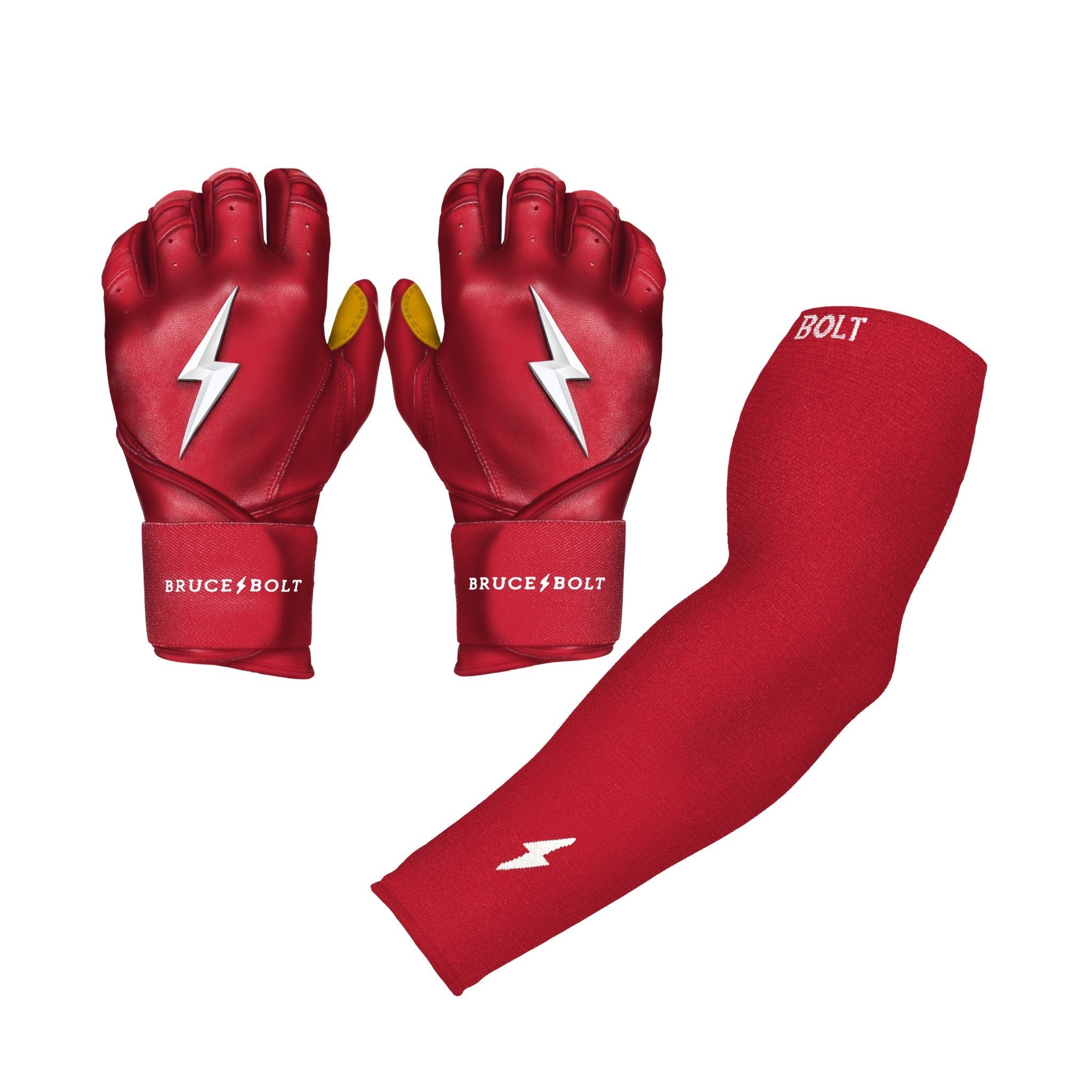 BRUCE BOLT プレミアムプロアームスリーブ S/M レッド Bruce Bolt- RED- Baseball Arm Sleeve-Size: Adult (SM/MD