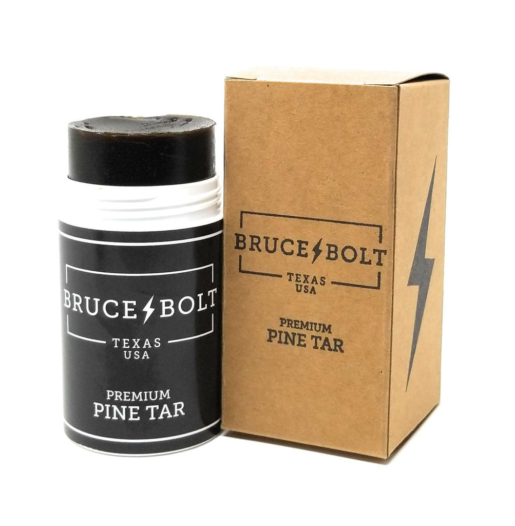 Image of BRUCE BOLT Premium Pine Tar stick with push applicator and screw on top. 100% Natural Pine Tar and Rosin. The tackiest pine tar in baseball.  The best baseball Pine Tar.