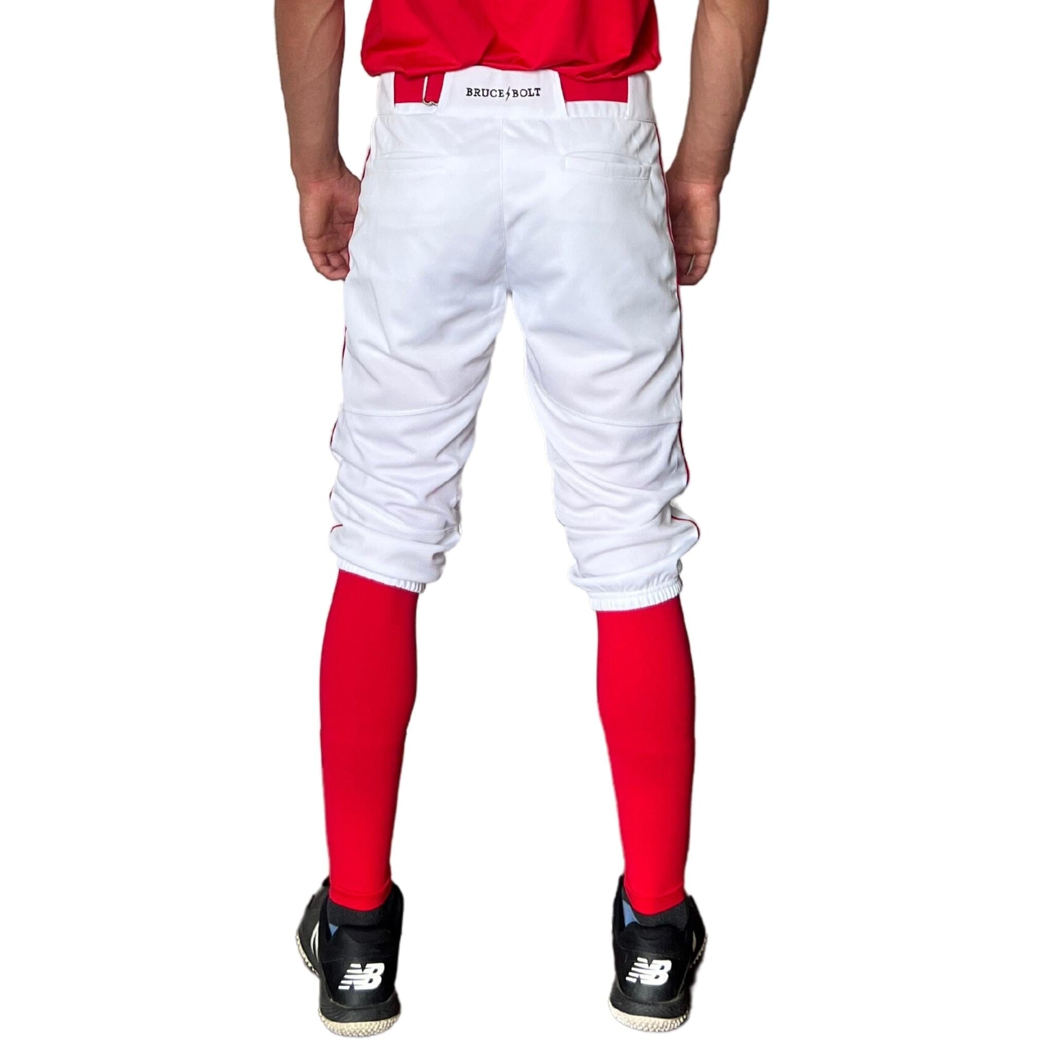 BRUCE BOLT Premium Pro Baseball Knicker - WHITE w/ Red- thumb 3