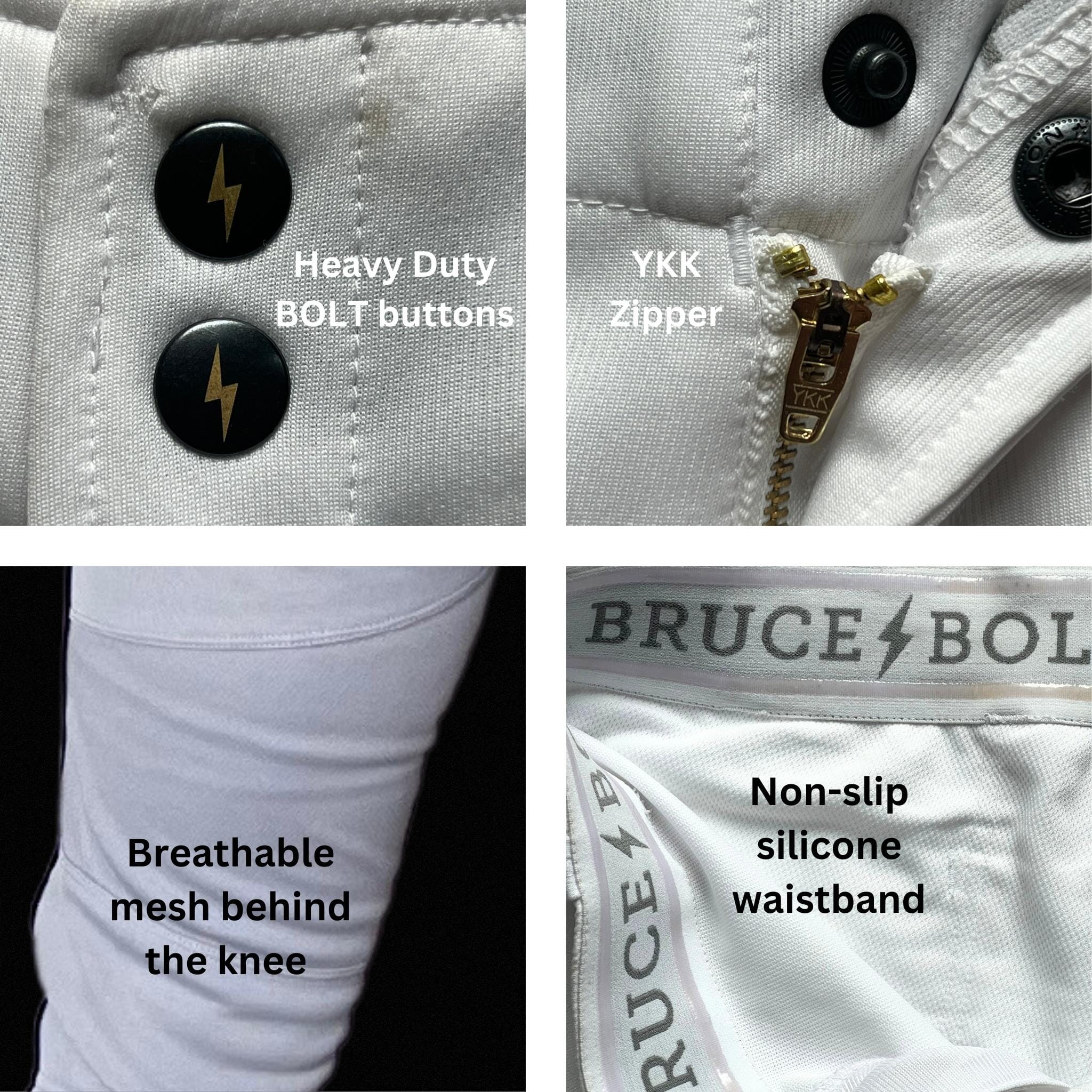 BRUCE BOLT Premium Pro Baseball Knicker - WHITE w/ Red- thumb 5