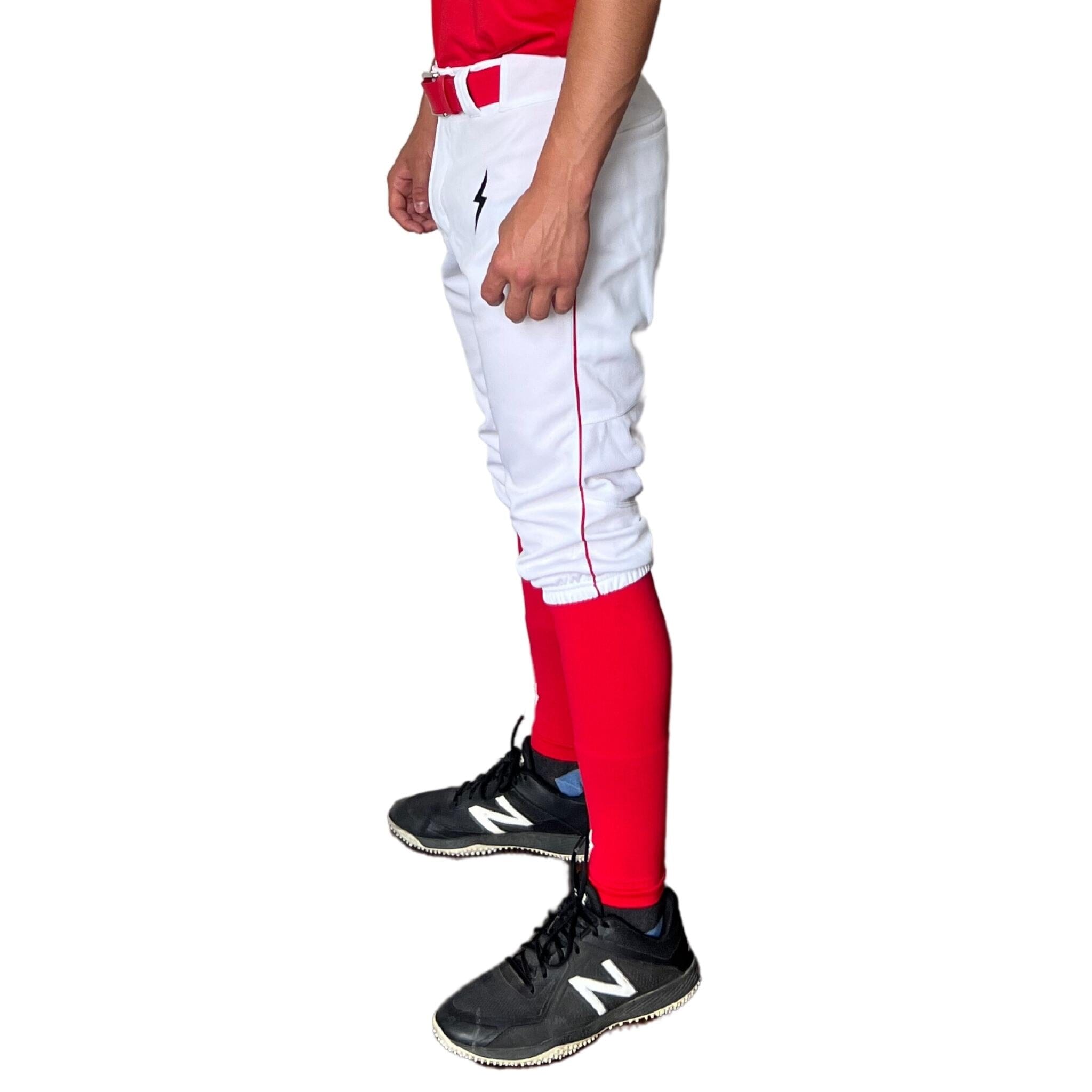 BRUCE BOLT Premium Pro Baseball Knicker - WHITE w/ Red