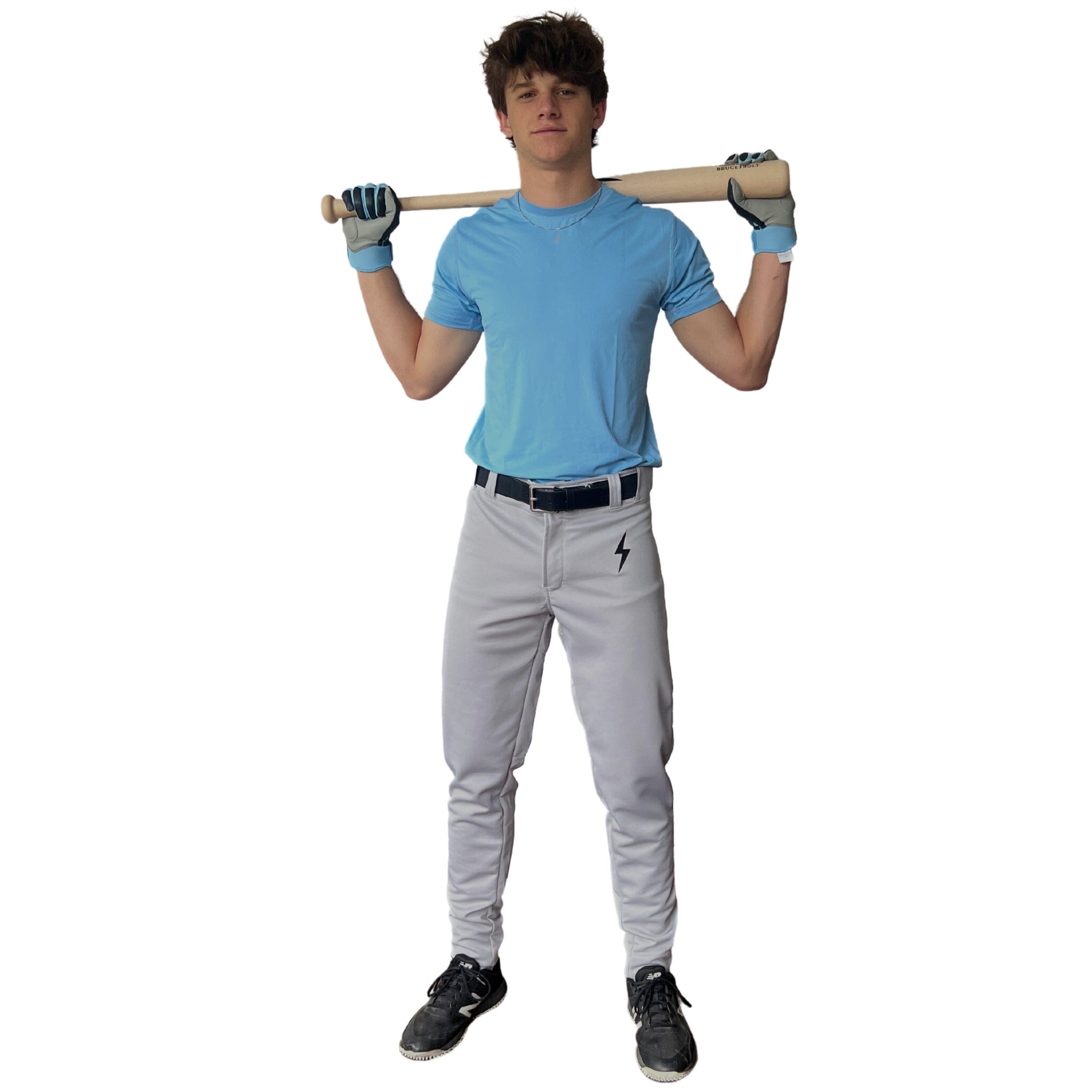 BRUCE BOLT Premium Pro Baseball Pant - GREY w/ Black Piping- thumb 4