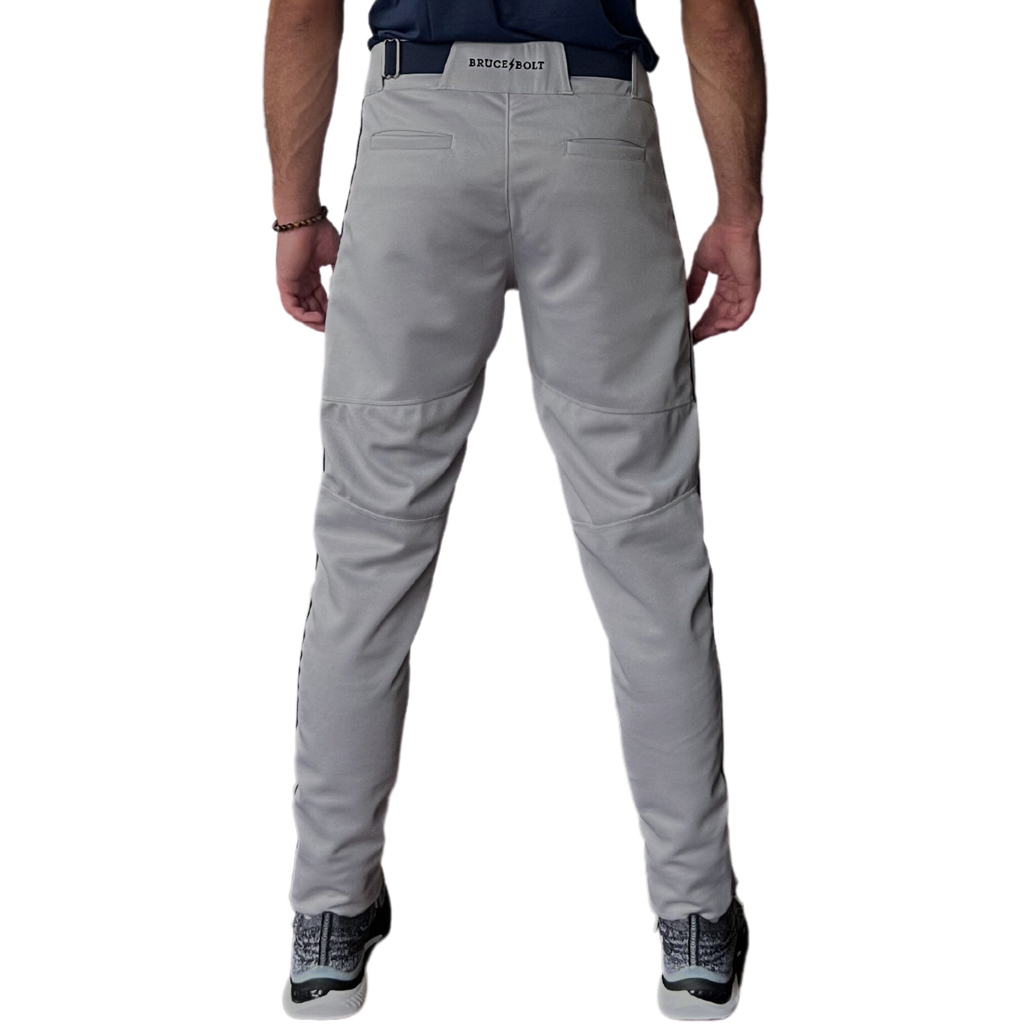 BRUCE BOLT Premium Pro Baseball Pant - GREY w/ Navy Piping- thumb 3