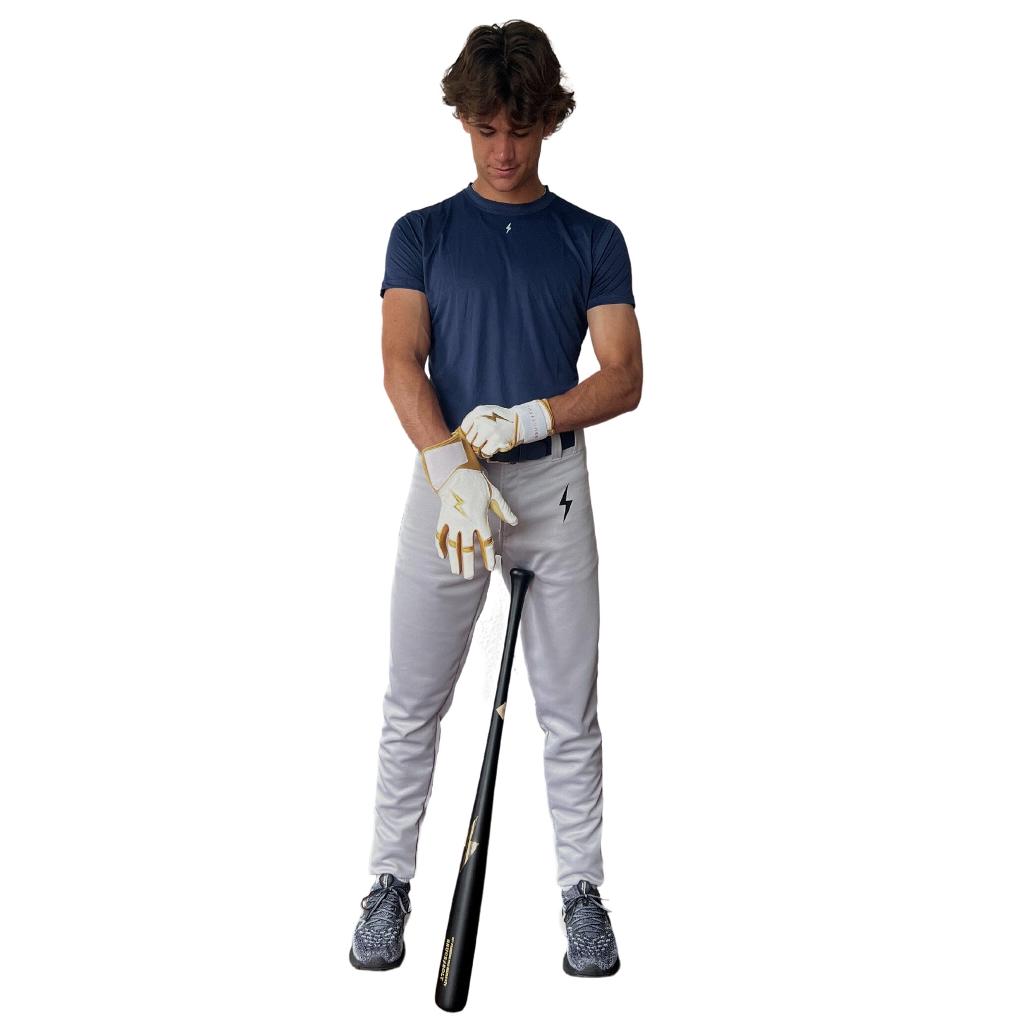 BRUCE BOLT Premium Pro Baseball Pant - GREY w/ Navy Piping- thumb 4