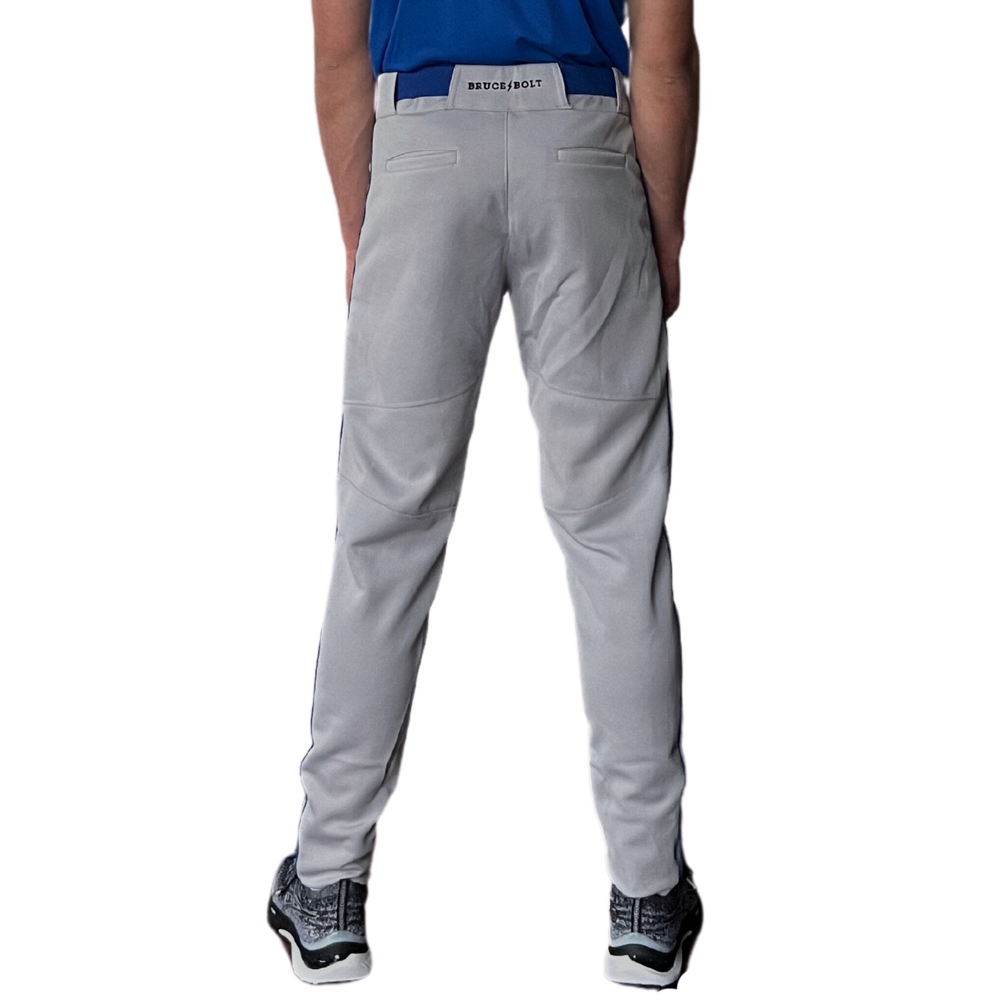 BRUCE BOLT Premium Pro Baseball Pant - GREY w/ Royal Piping- thumb 3