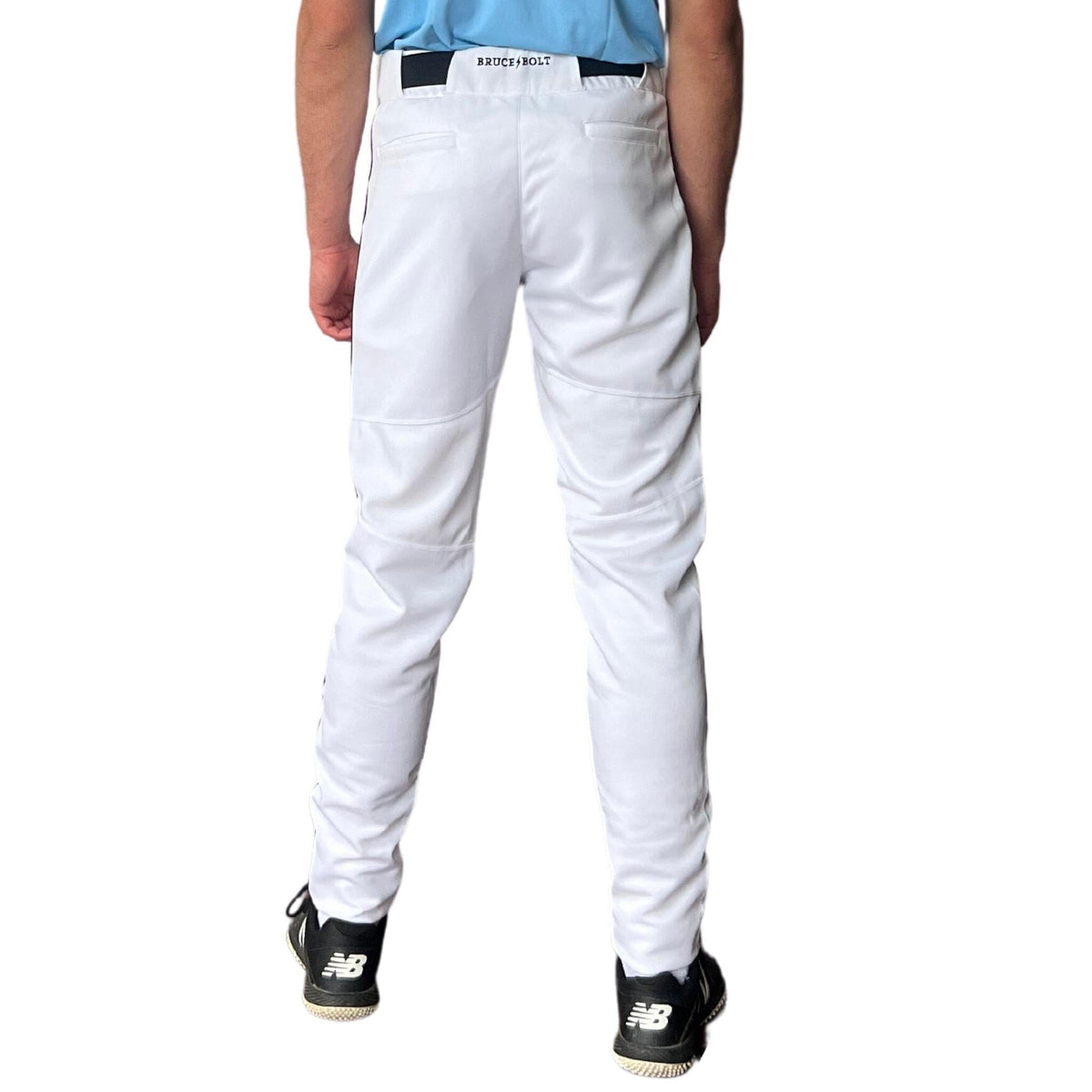 BRUCE BOLT Premium Pro Baseball Pant - WHITE w/ Black Piping