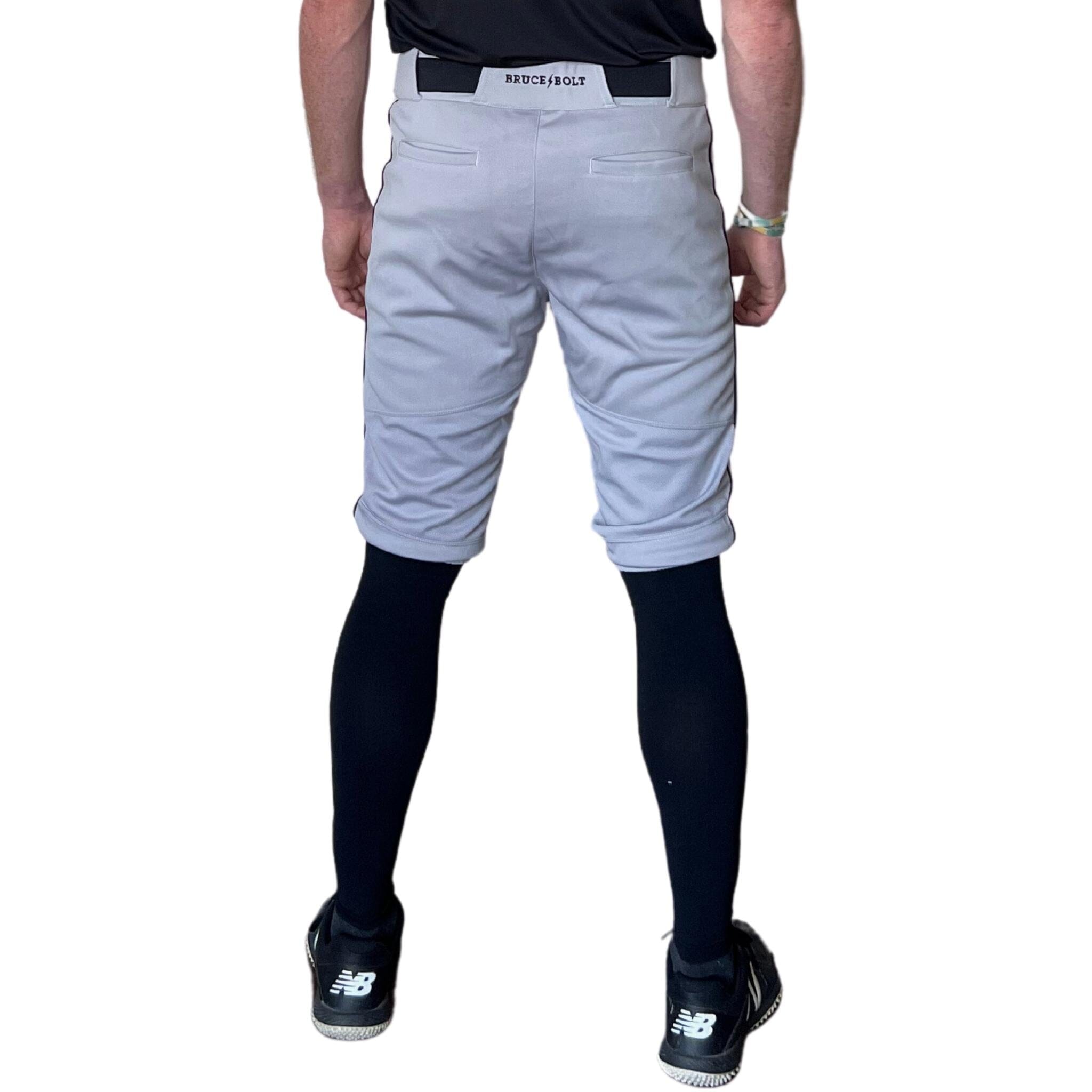 BRUCE BOLT Premium Pro Baseball Short - GREY w/ Black- thumb 3