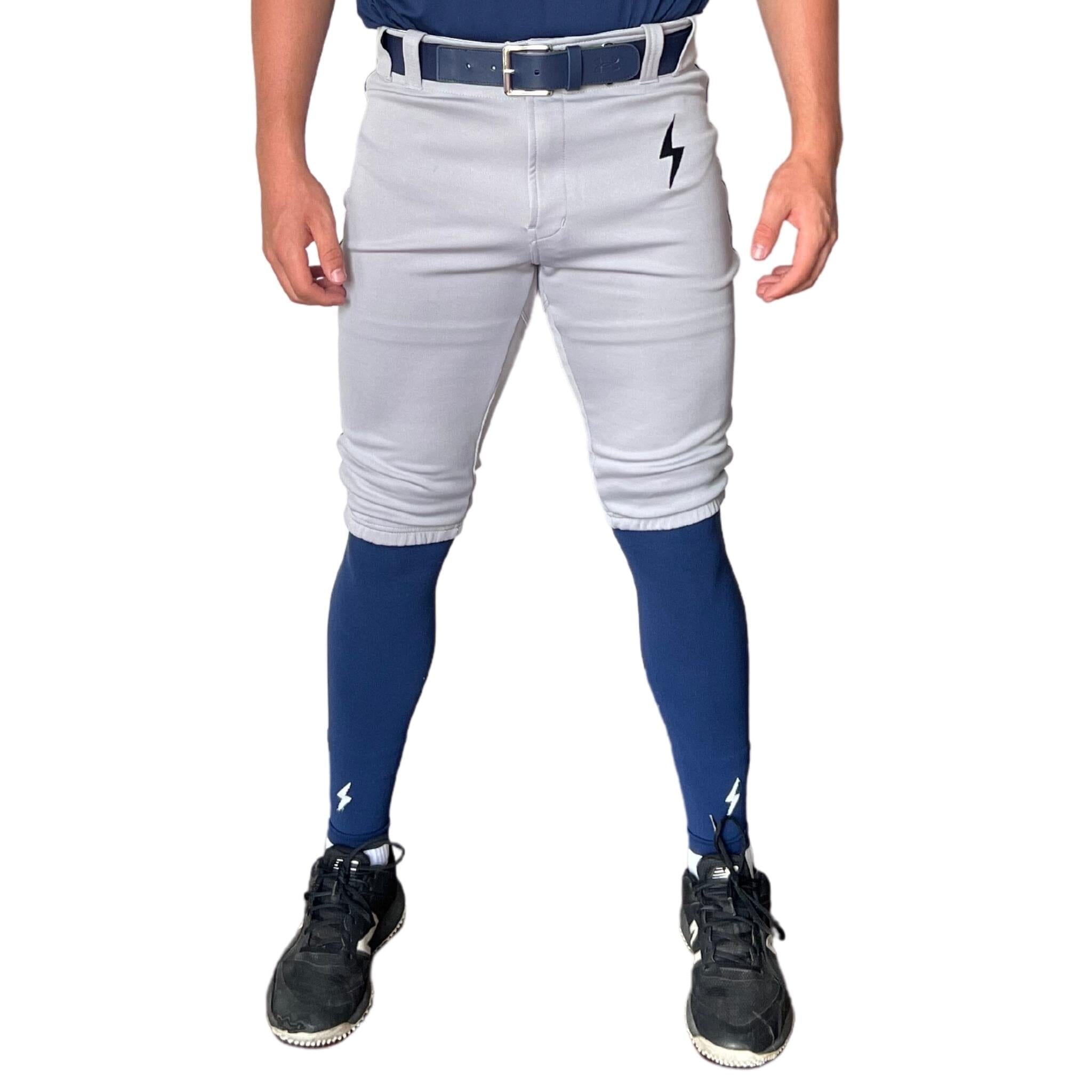 BRUCE BOLT Premium Pro Baseball Short - GREY w/ Navy- quickbuy