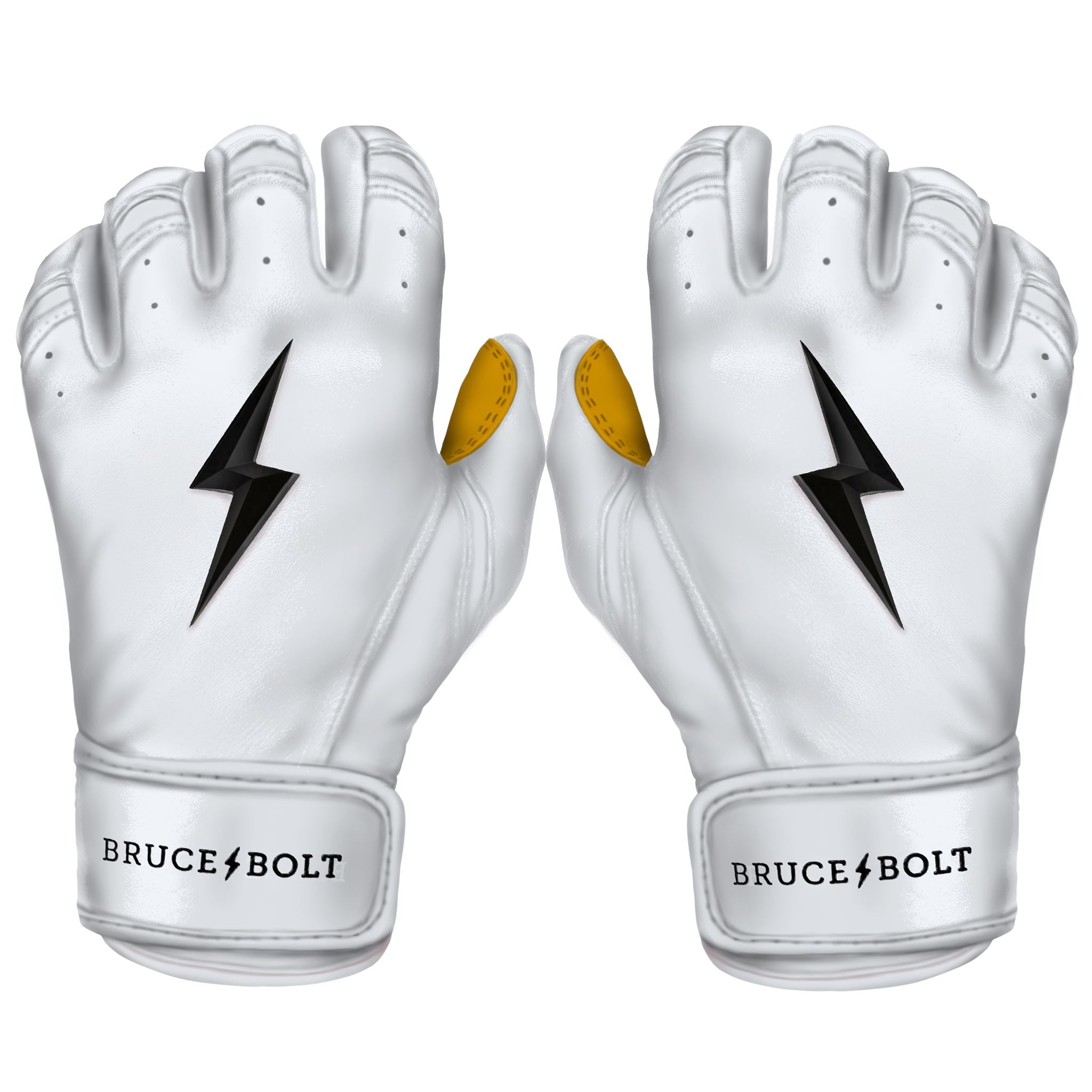 Bruce Bolt Batting Gloves Short Cuff Premium Pro - White - L