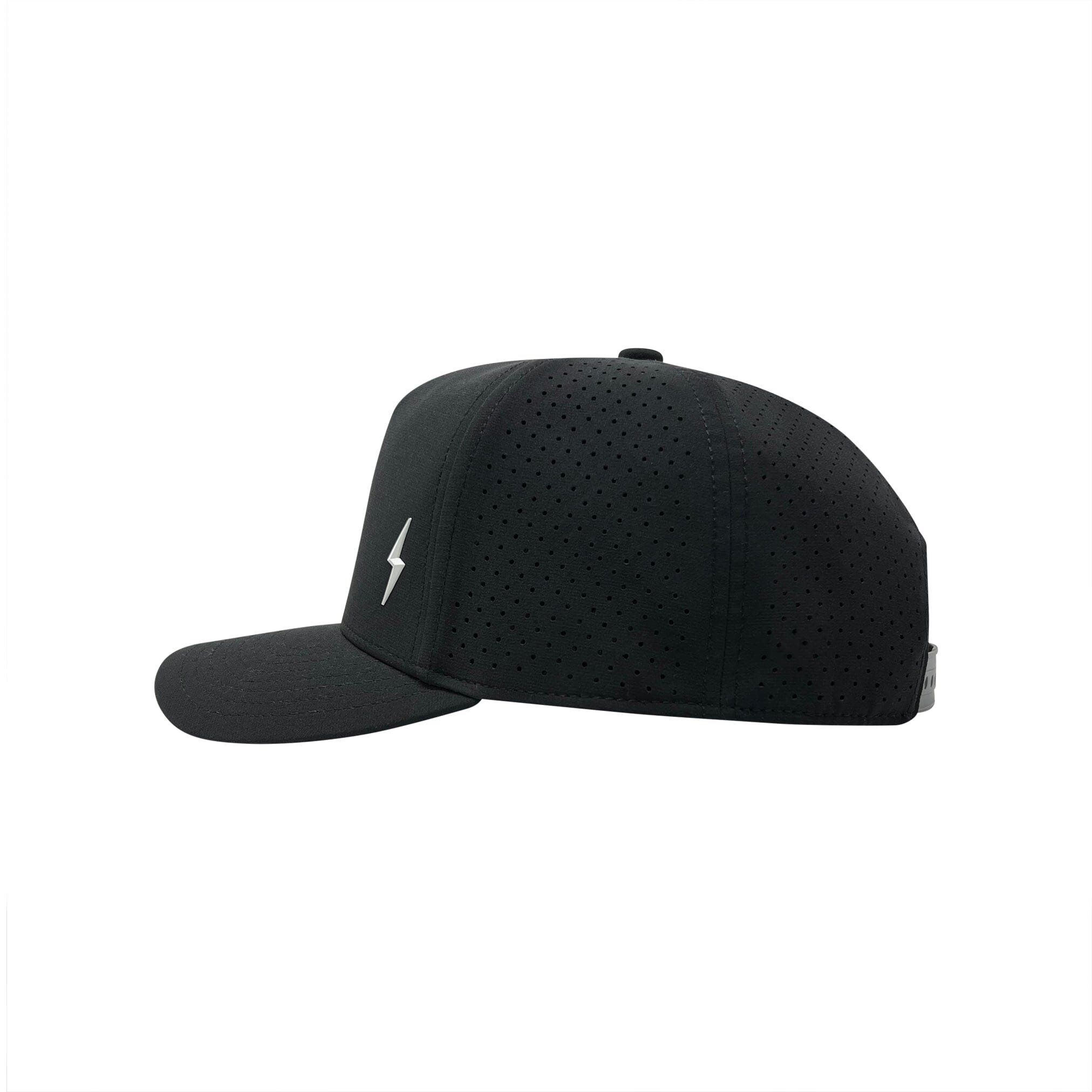 BRUCE BOLT Standard 5-Panel Snapback Hat - BLACK w/ WHITE BOLT- thumb 3