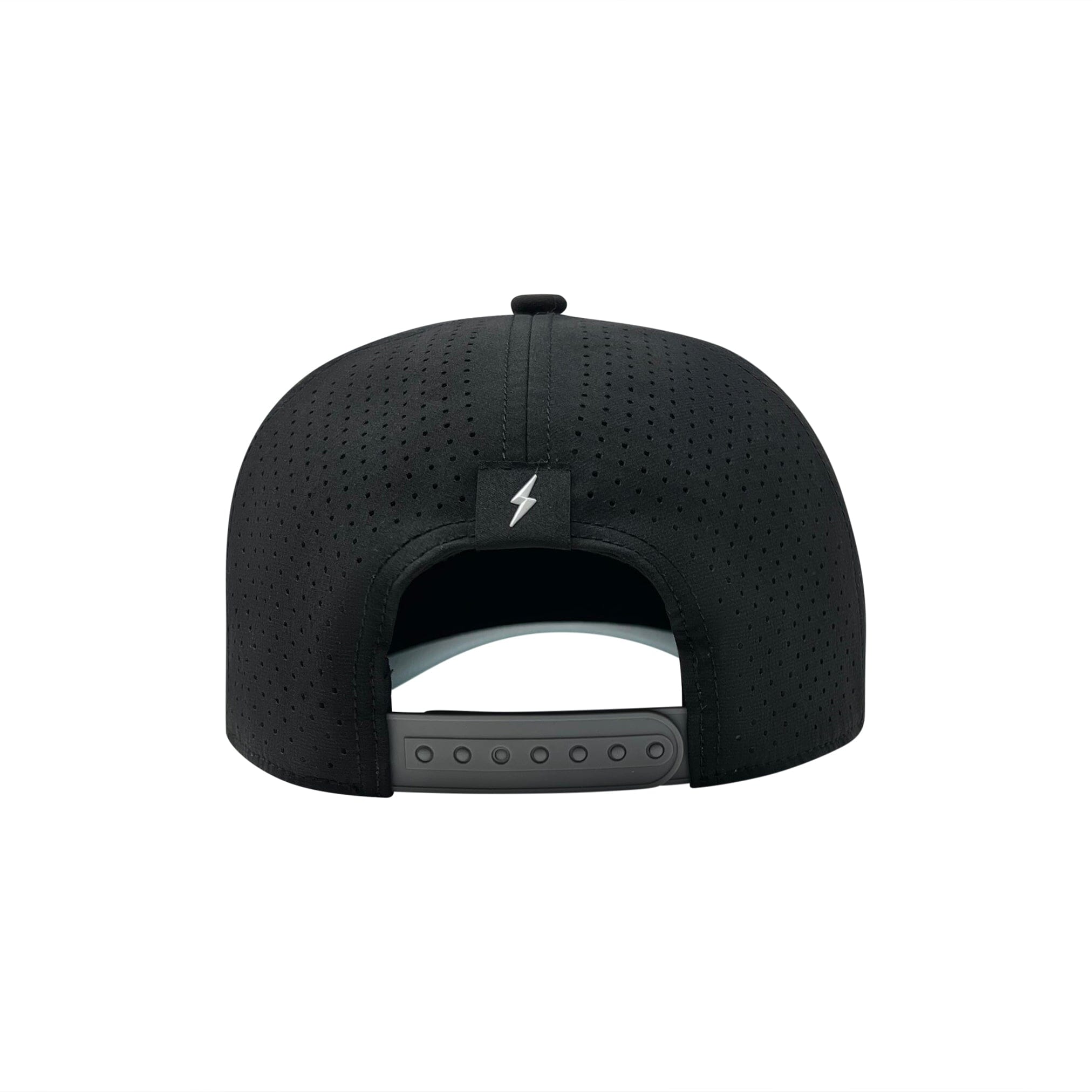 BRUCE BOLT Standard 5-Panel Snapback Hat - BLACK w/ WHITE BOLT- thumb 4
