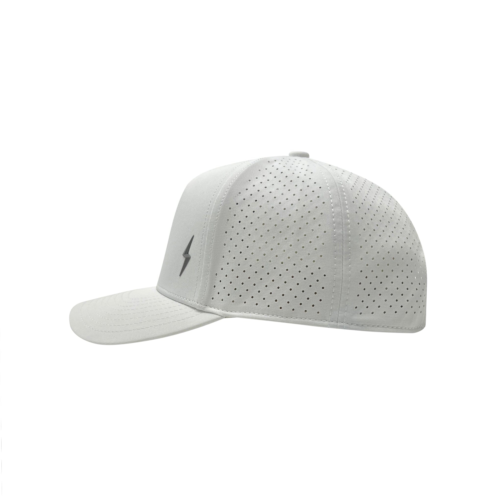 BRUCE BOLT Standard 5-Panel Snapback Hat - WHITE w/ GREY BOLT- thumb 3
