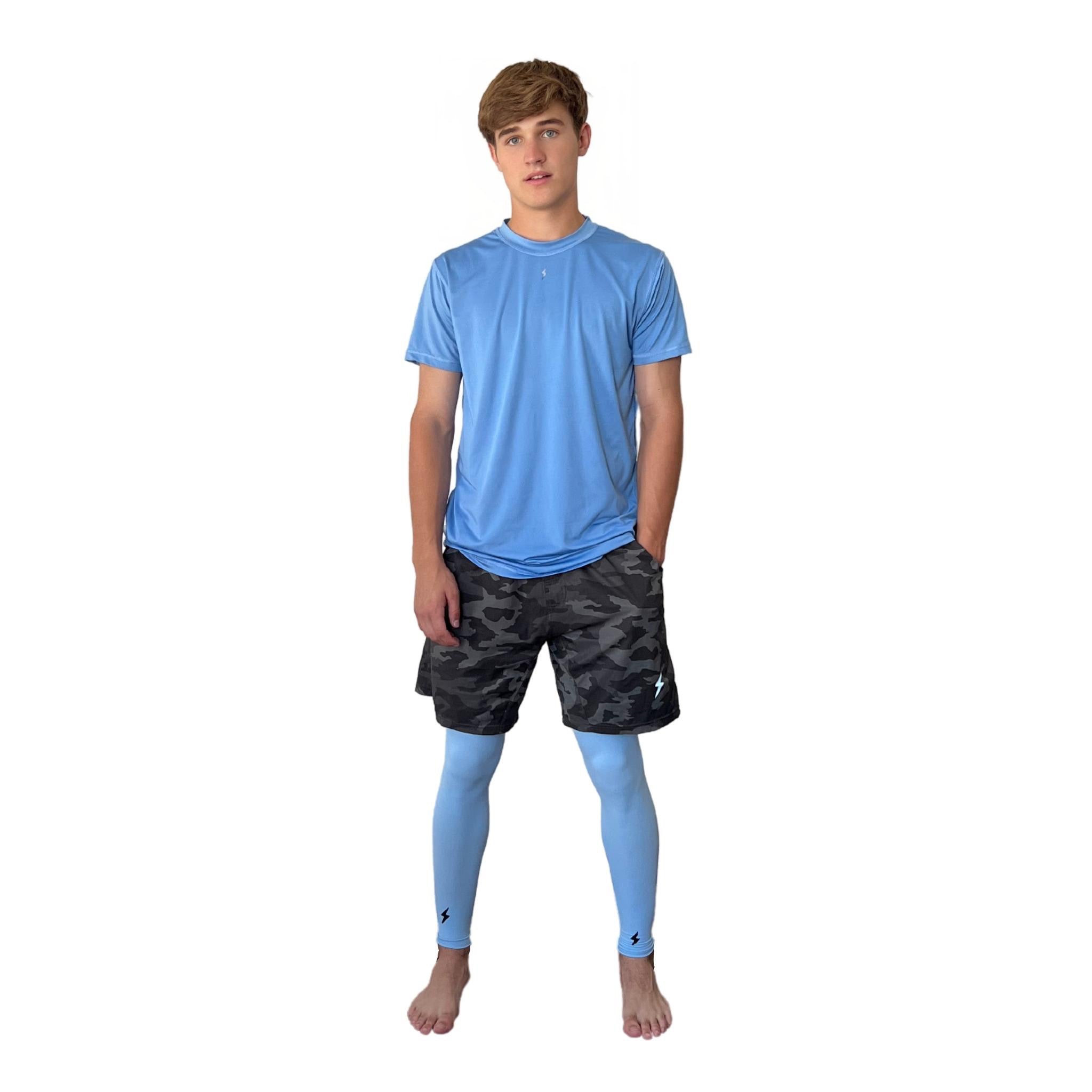 BRUCE BOLT Xtra Long Compression Leg Sleeves (pair) - BABY BLUE- thumb 5