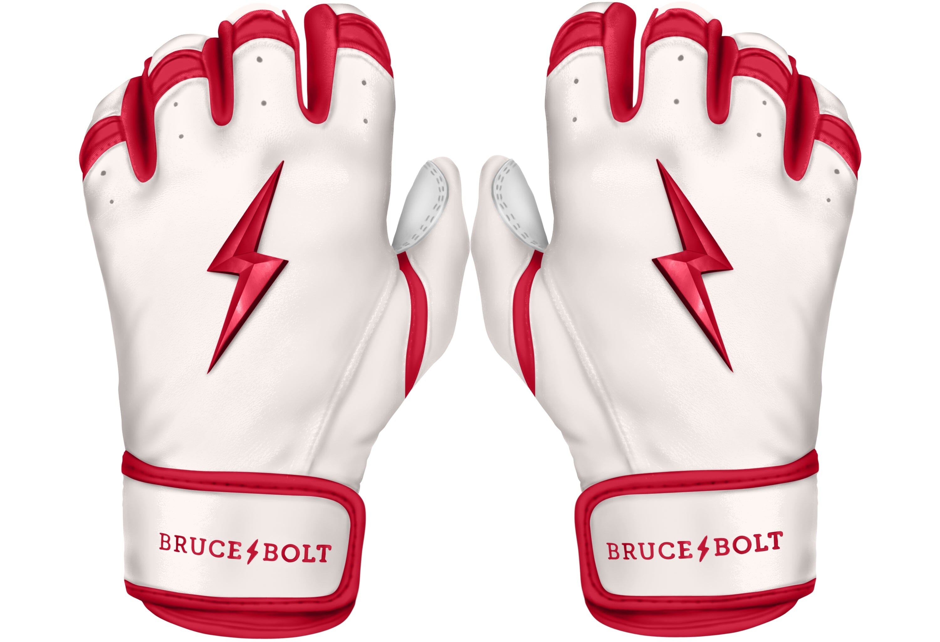 Bruce Bolt Premium Pro Short Cuff Batting Gloves: Red YL