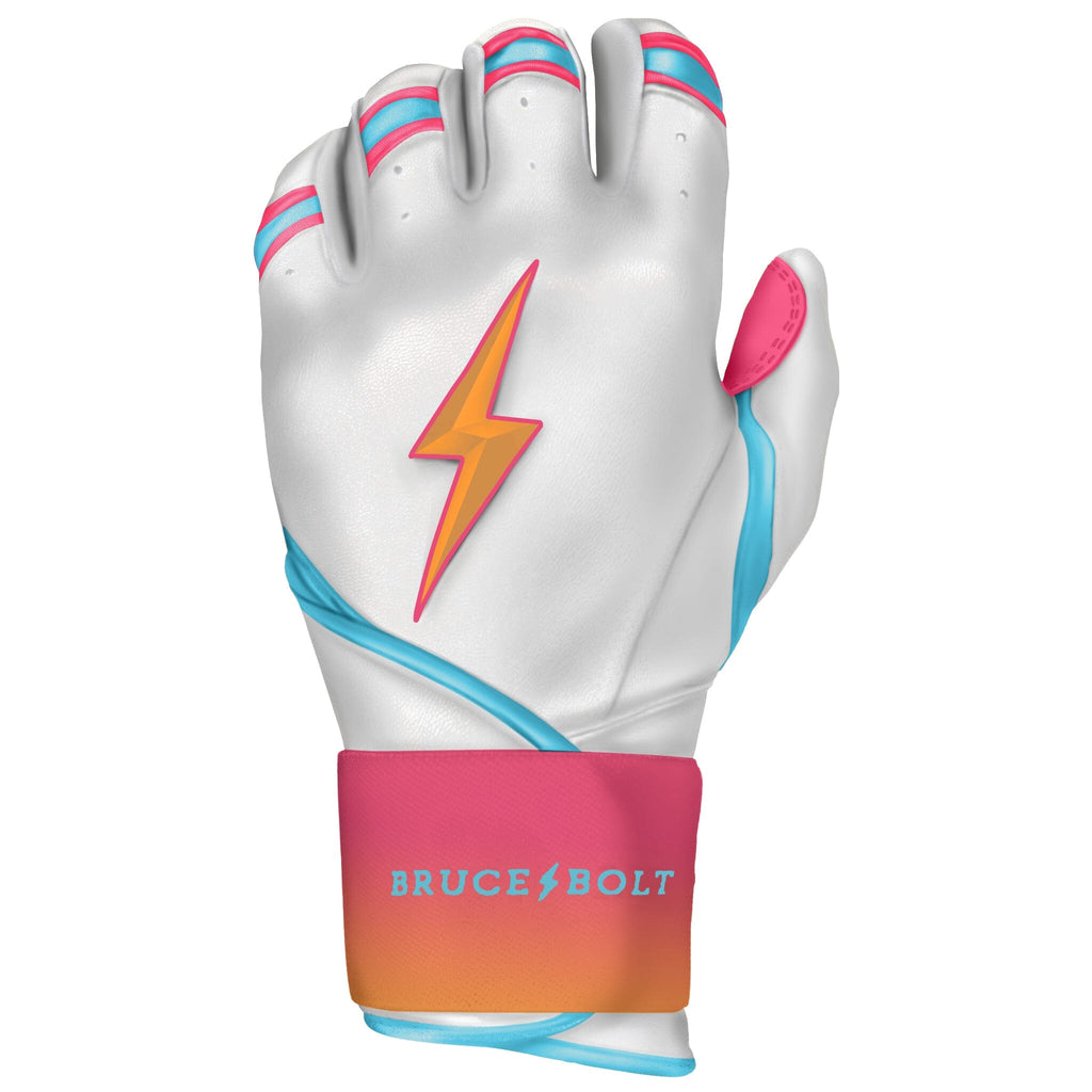 Sunrise Batting Gloves | White with Blue and Pink Accents Batting ...